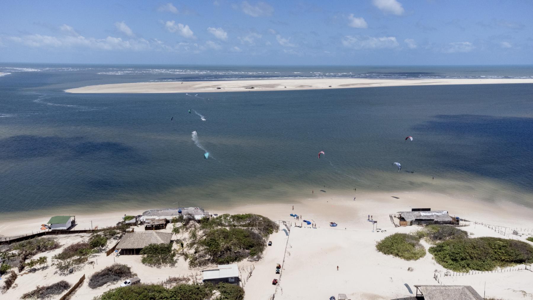 kitesurfers in the lagoon in Atins Brazil