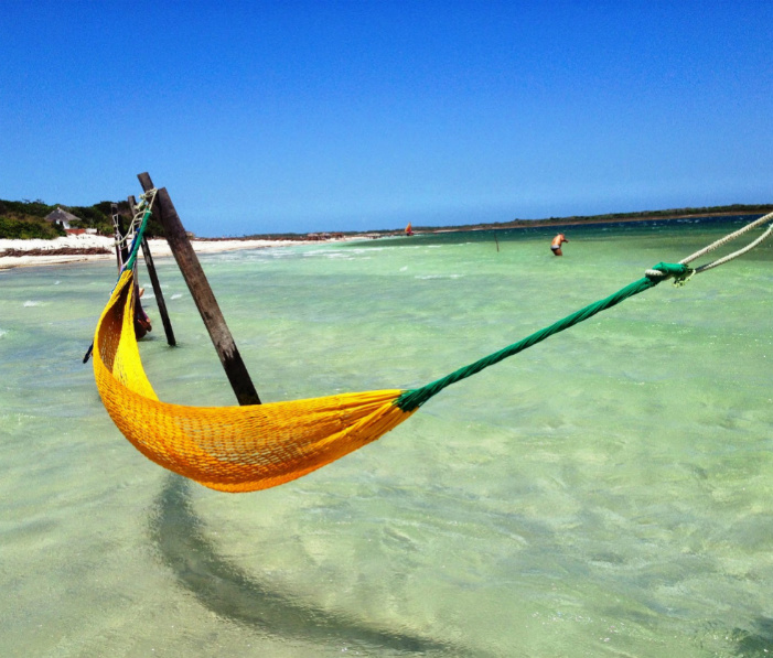 hammock in the water in Jericoacoara Brazil